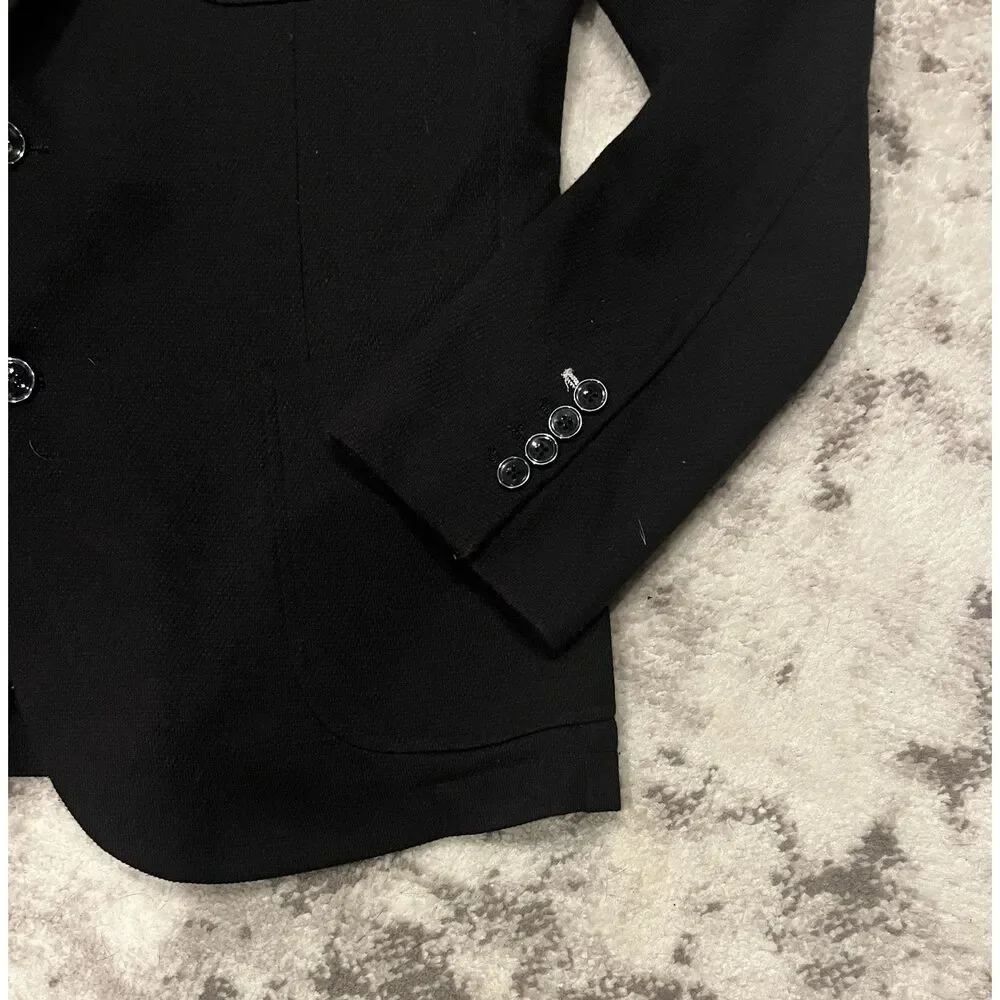 Paisley & Gray Men's Black Knit Blazer White Contrast Piping Pockets Sz XL